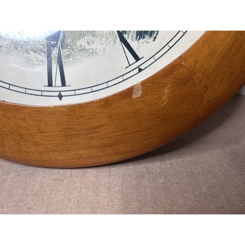 John Deere Tractor Wall Clock 10” Wooden Tested And Working